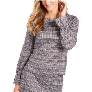 Nine West Metallic Plaid Top